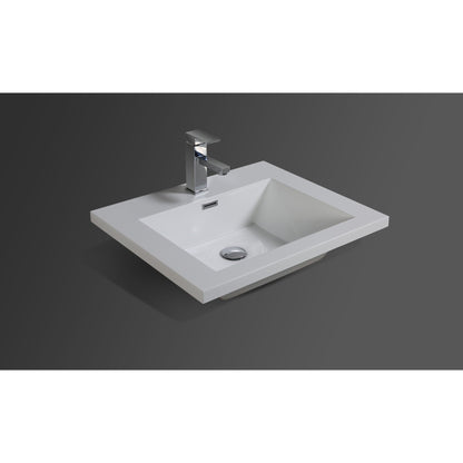 Moreno Bath Bohemia Lina 24" High Gloss Ash Gray Wall-Mounted Vanity With Single Reinforced White Acrylic Sink