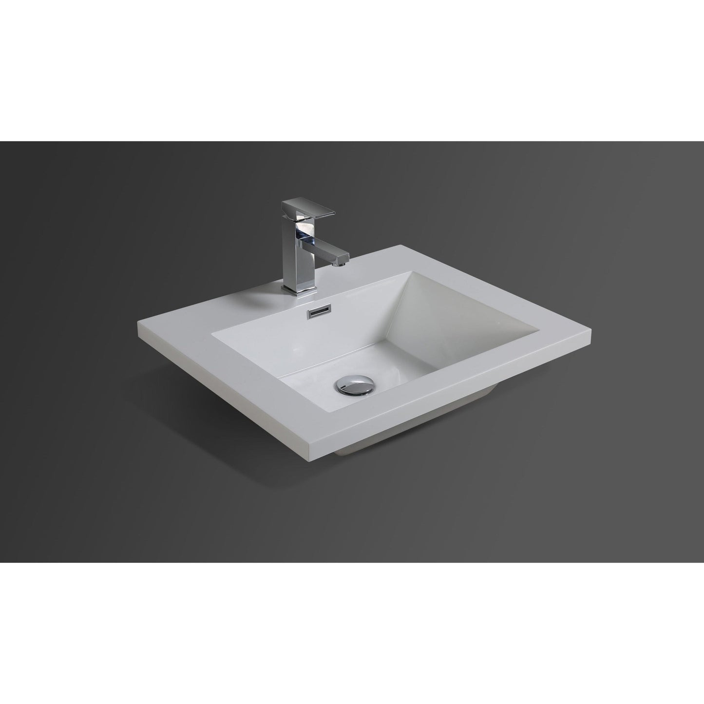 Moreno Bath Bohemia Lina 24" High Gloss Gray Wall-Mounted Vanity With Single Reinforced White Acrylic Sink