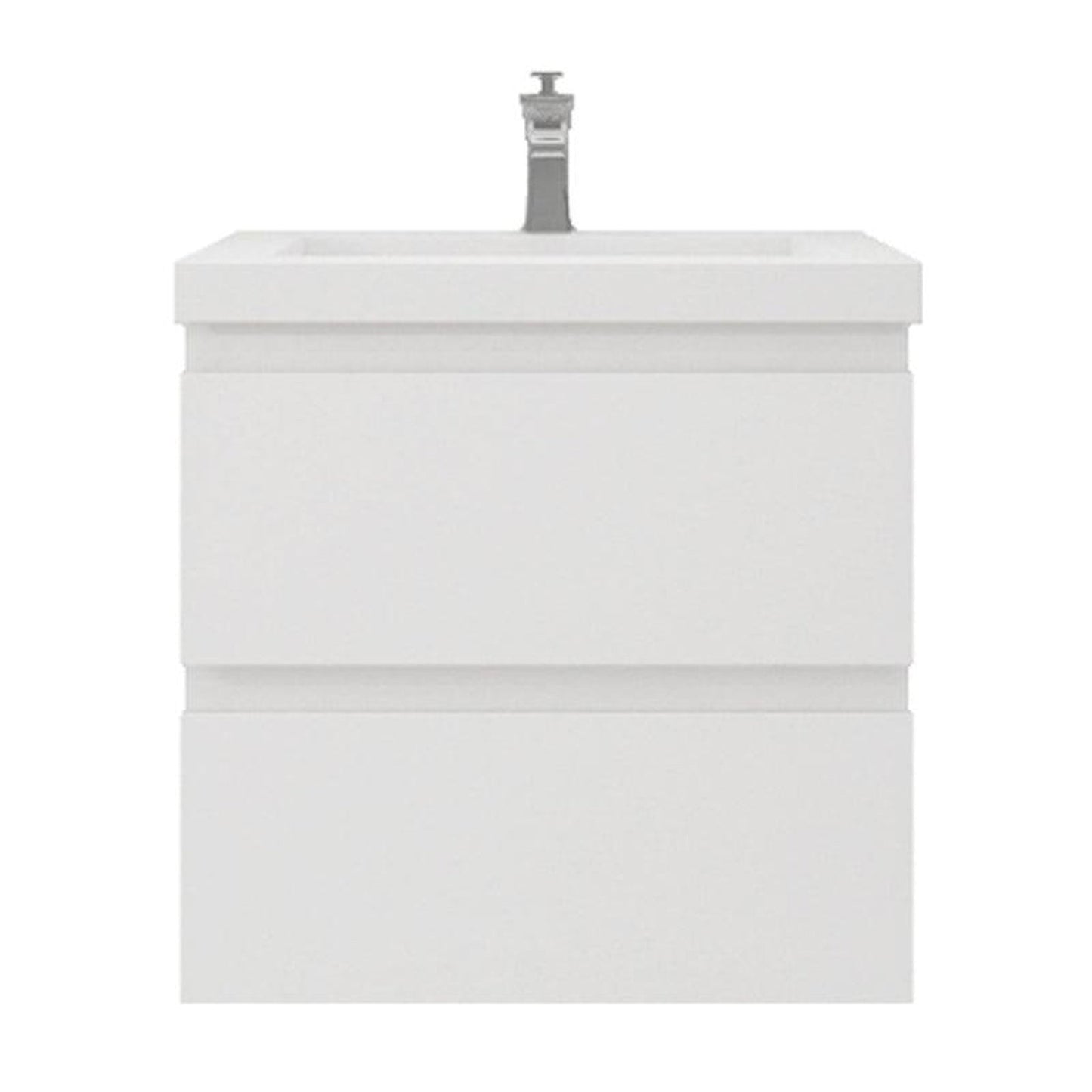 Moreno Bath Bohemia Lina 24" High Gloss White Wall-Mounted Vanity With Single Reinforced White Acrylic Sink
