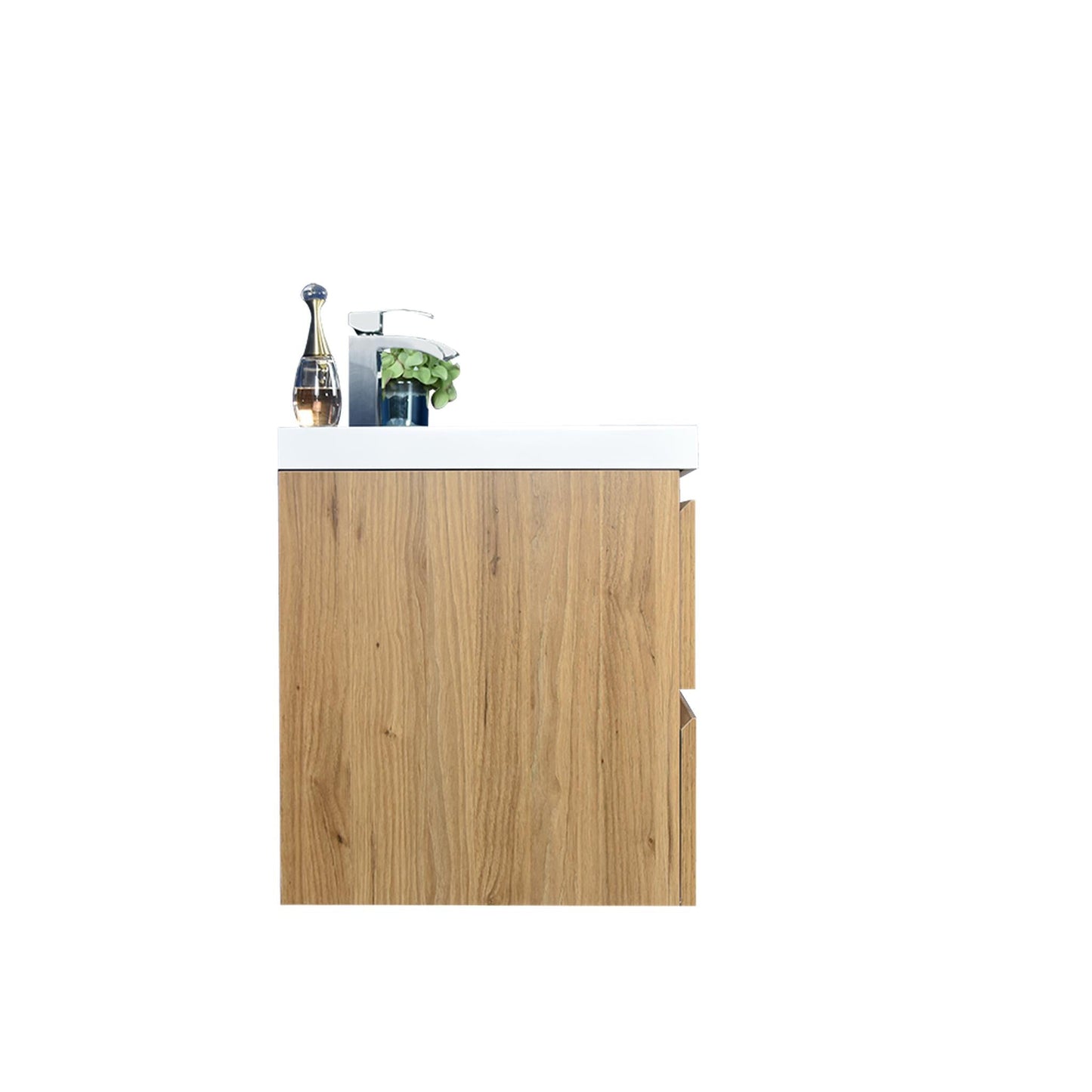 Moreno Bath Bohemia Lina 24" Nature Oak Wall-Mounted Vanity With Single Reinforced White Acrylic Sink