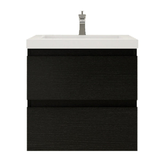 Moreno Bath Bohemia Lina 24" Rich Black Wall-Mounted Vanity With Single Reinforced White Acrylic Sink