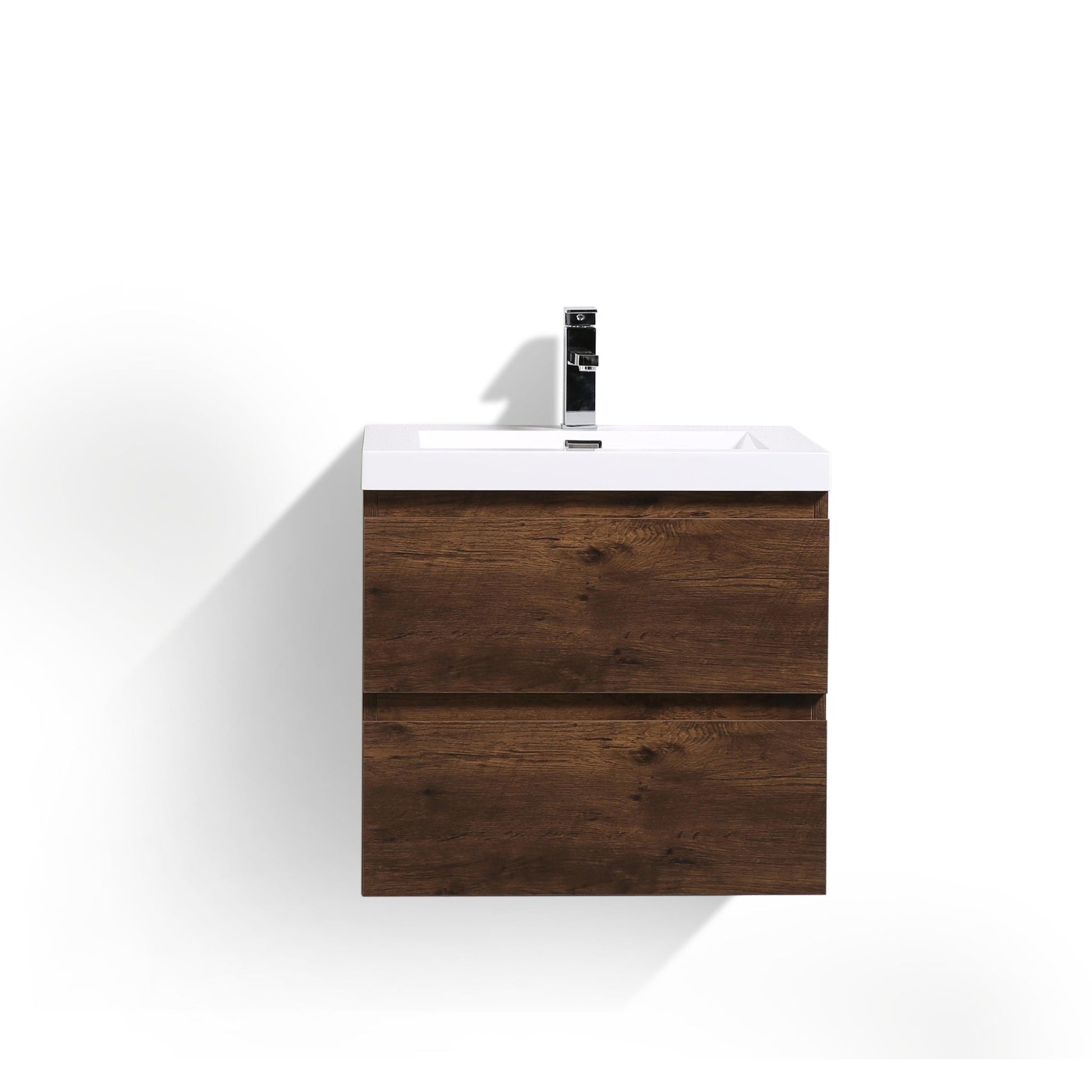 Moreno Bath Bohemia Lina 24" Rosewood Wall-Mounted Vanity With Single Reinforced White Acrylic Sink