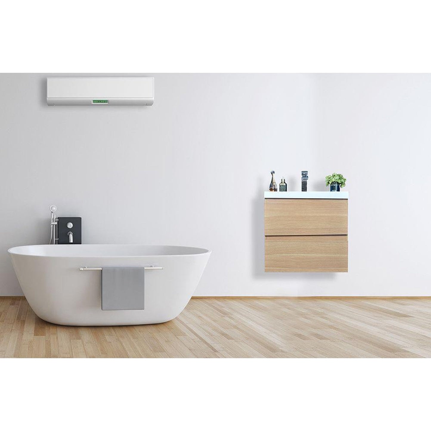 Moreno Bath Bohemia Lina 24" White Oak Wall-Mounted Vanity With Single Reinforced White Acrylic Sink