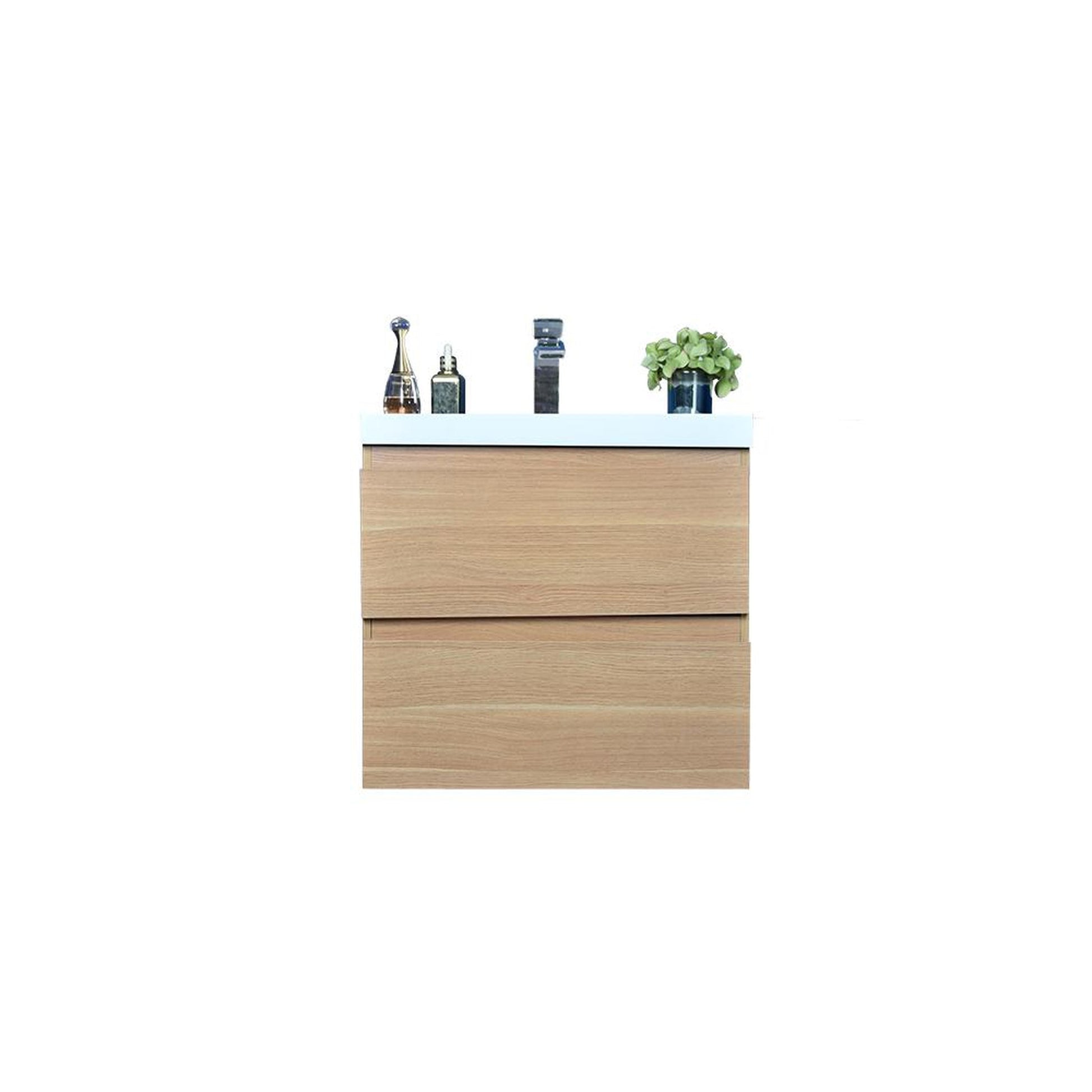 Moreno Bath Bohemia Lina 24" White Oak Wall-Mounted Vanity With Single Reinforced White Acrylic Sink