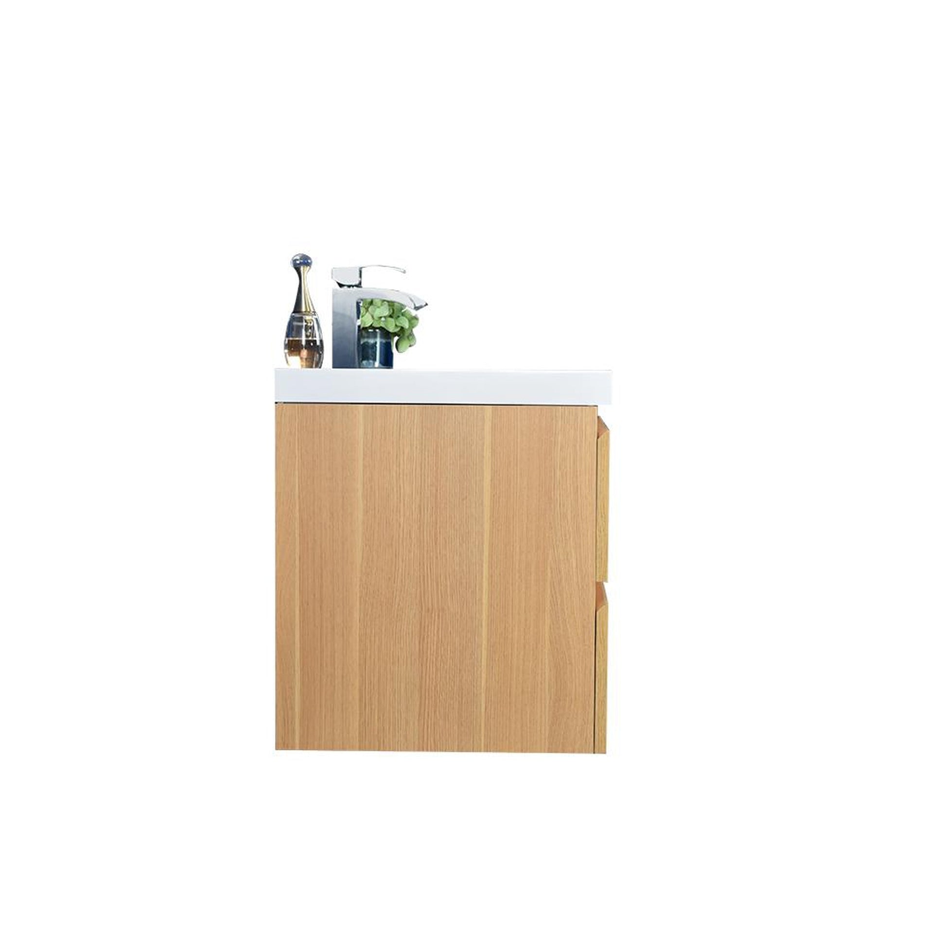 Moreno Bath Bohemia Lina 24" White Oak Wall-Mounted Vanity With Single Reinforced White Acrylic Sink