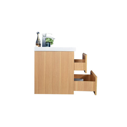 Moreno Bath Bohemia Lina 24" White Oak Wall-Mounted Vanity With Single Reinforced White Acrylic Sink