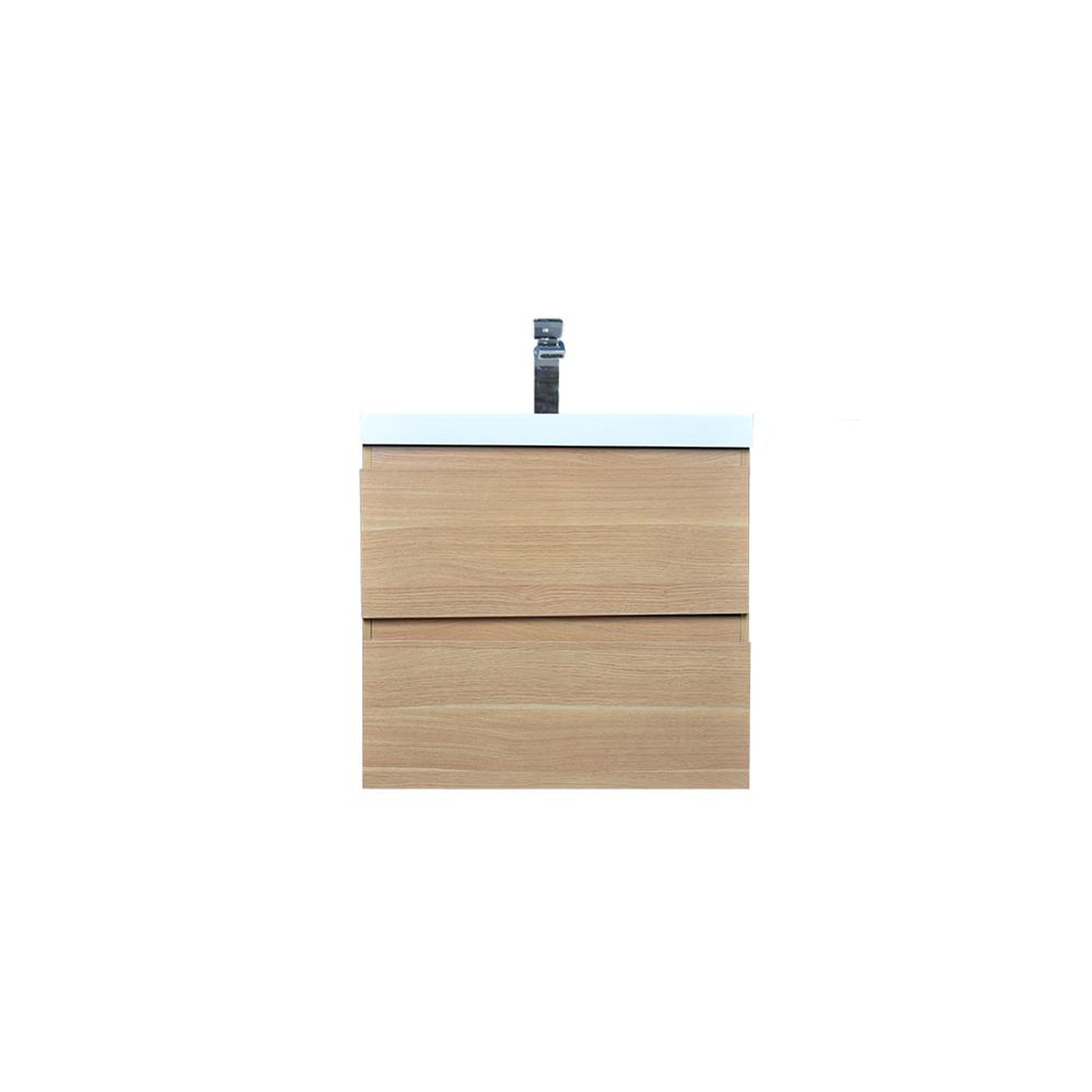 Moreno Bath Bohemia Lina 24" White Oak Wall-Mounted Vanity With Single Reinforced White Acrylic Sink