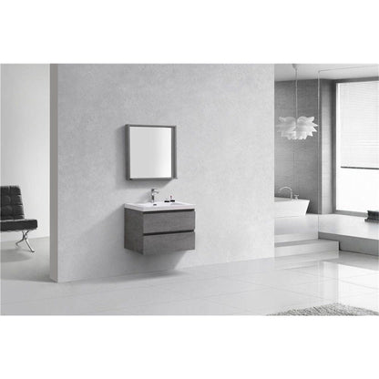 Moreno Bath Bohemia Lina 30" Cement Gray Wall-Mounted Vanity With Single Reinforced White Acrylic Sink