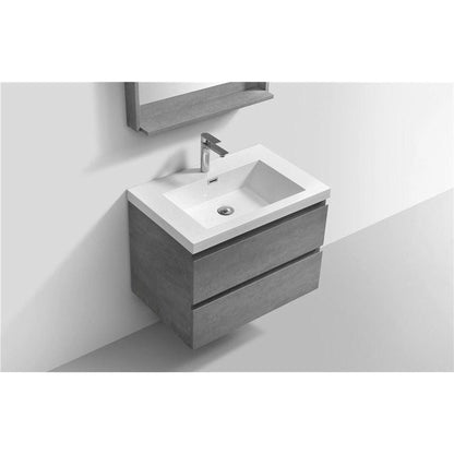 Moreno Bath Bohemia Lina 30" Cement Gray Wall-Mounted Vanity With Single Reinforced White Acrylic Sink