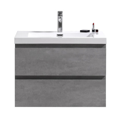 Moreno Bath Bohemia Lina 30" Cement Gray Wall-Mounted Vanity With Single Reinforced White Acrylic Sink