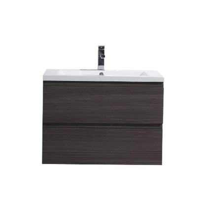 Moreno Bath Bohemia Lina 30" Dark Gray Oak Wall-Mounted Vanity With Single Reinforced White Acrylic Sink