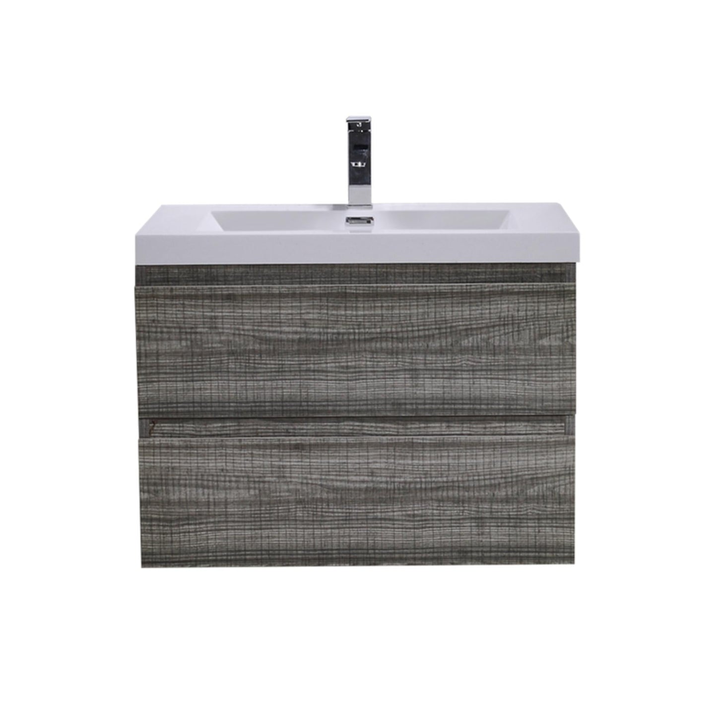 Moreno Bath Bohemia Lina 30" High Gloss Ash Gray Wall-Mounted Vanity With Single Reinforced White Acrylic Sink