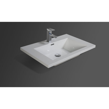 Moreno Bath Bohemia Lina 30" High Gloss Gray Wall-Mounted Vanity With Single Reinforced White Acrylic Sink