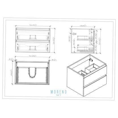 Moreno Bath Bohemia Lina 30" Nature Oak Wall-Mounted Vanity With Single Reinforced White Acrylic Sink