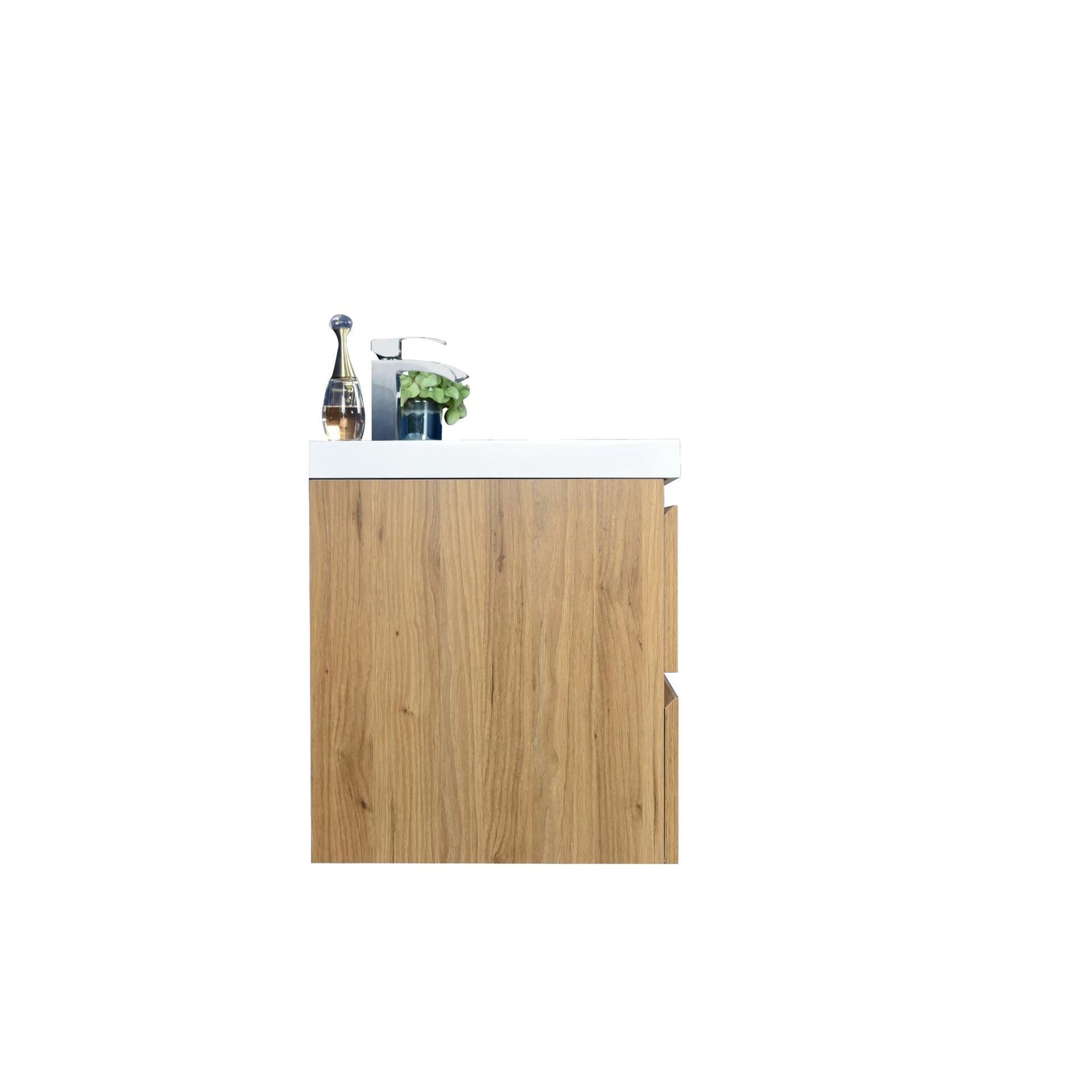 Moreno Bath Bohemia Lina 30" Nature Oak Wall-Mounted Vanity With Single Reinforced White Acrylic Sink