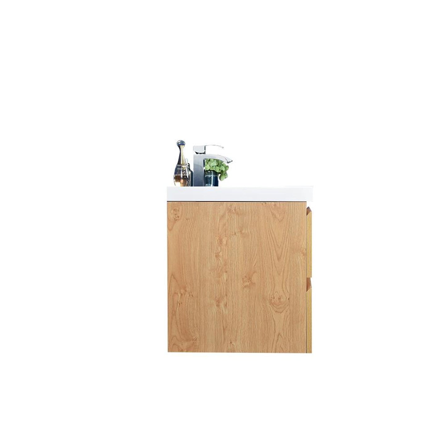 Moreno Bath Bohemia Lina 30" New England Oak Wall-Mounted Vanity With Single Reinforced White Acrylic Sink