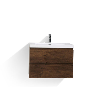 Moreno Bath Bohemia Lina 30" Rosewood Wall-Mounted Vanity With Single Reinforced White Acrylic Sink