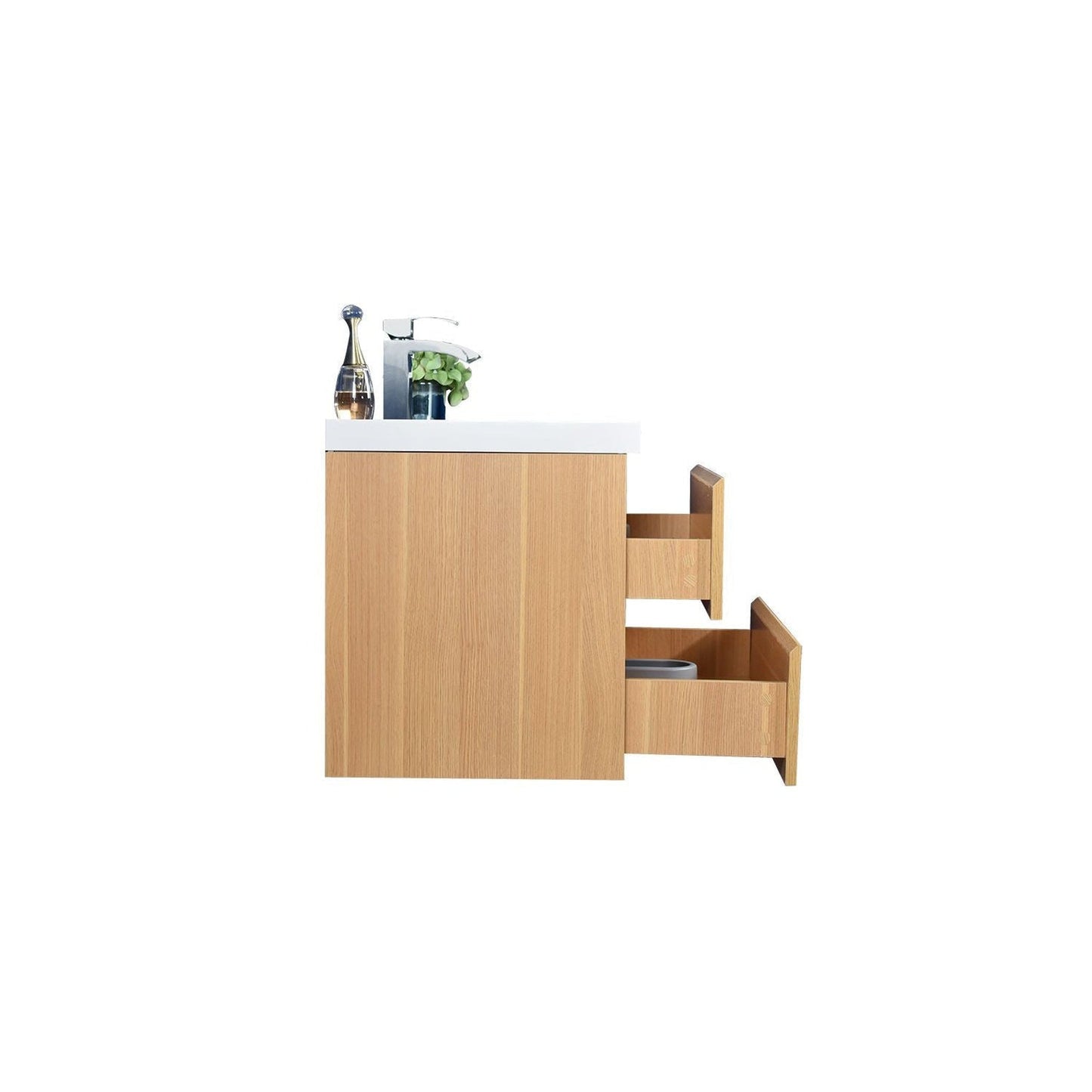 Moreno Bath Bohemia Lina 30" White Oak Wall-Mounted Vanity With Single Reinforced White Acrylic Sink