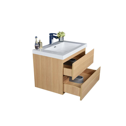 Moreno Bath Bohemia Lina 30" White Oak Wall-Mounted Vanity With Single Reinforced White Acrylic Sink