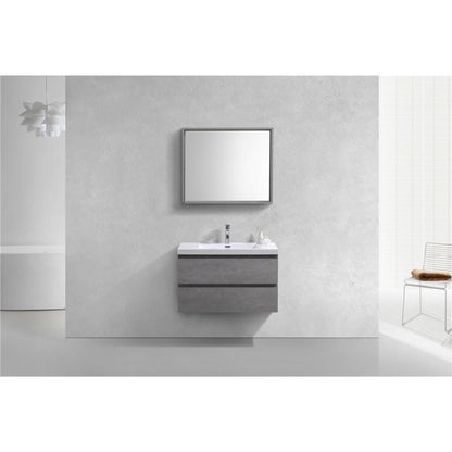 Moreno Bath Bohemia Lina 36" Cement Gray Wall-Mounted Vanity With Single Reinforced White Acrylic Sink