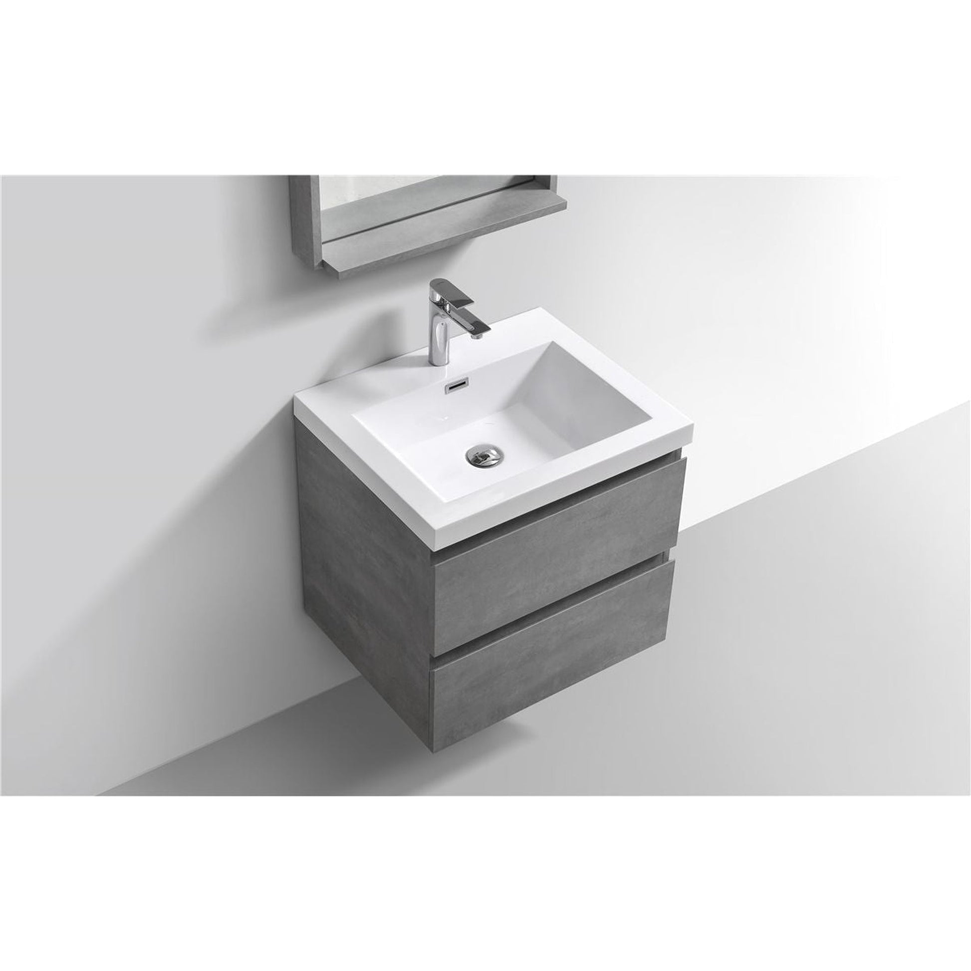 Moreno Bath Bohemia Lina 36" Cement Gray Wall-Mounted Vanity With Single Reinforced White Acrylic Sink