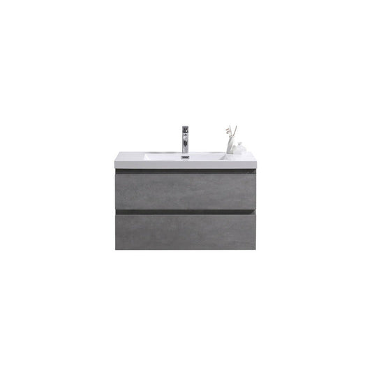 Moreno Bath Bohemia Lina 36" Cement Gray Wall-Mounted Vanity With Single Reinforced White Acrylic Sink