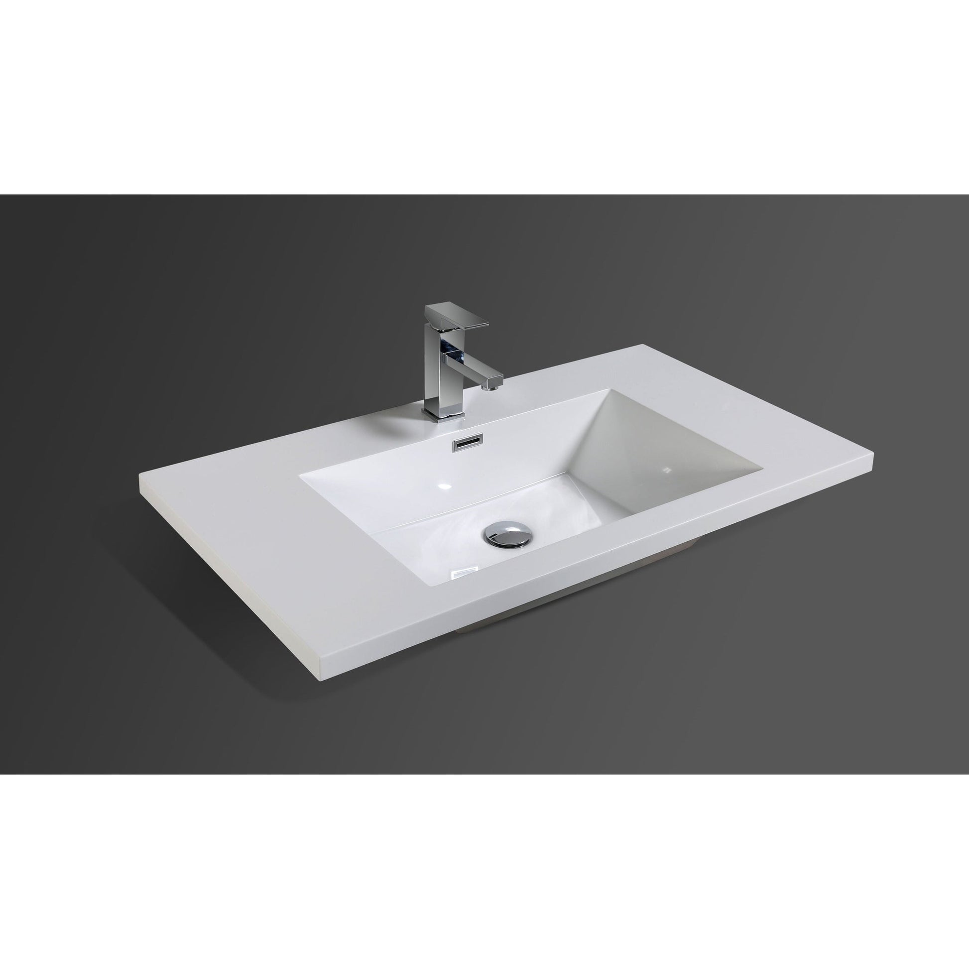 Moreno Bath Bohemia Lina 36" Dark Gray Oak Wall-Mounted Vanity With Single Reinforced White Acrylic Sink