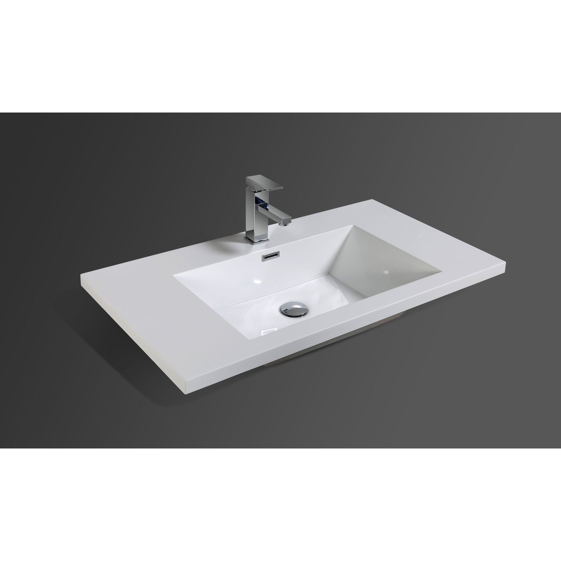 Moreno Bath Bohemia Lina 36" High Gloss Ash Gray Wall-Mounted Vanity With Single Reinforced White Acrylic Sink