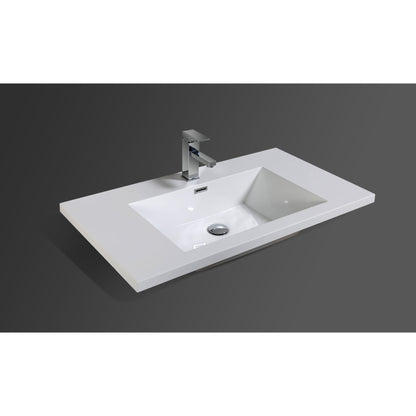Moreno Bath Bohemia Lina 36" High Gloss Gray Wall-Mounted Vanity With Single Reinforced White Acrylic Sink