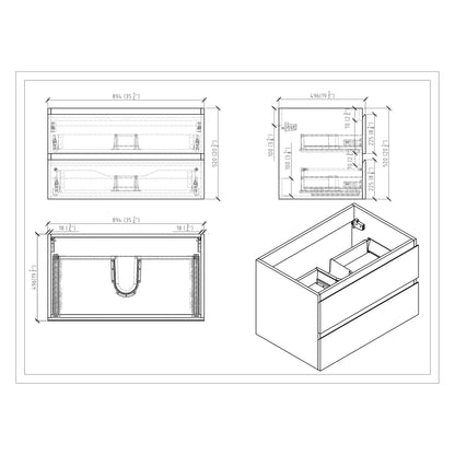 Moreno Bath Bohemia Lina 36" Rich Black Wall-Mounted Vanity With Single Reinforced White Acrylic Sink