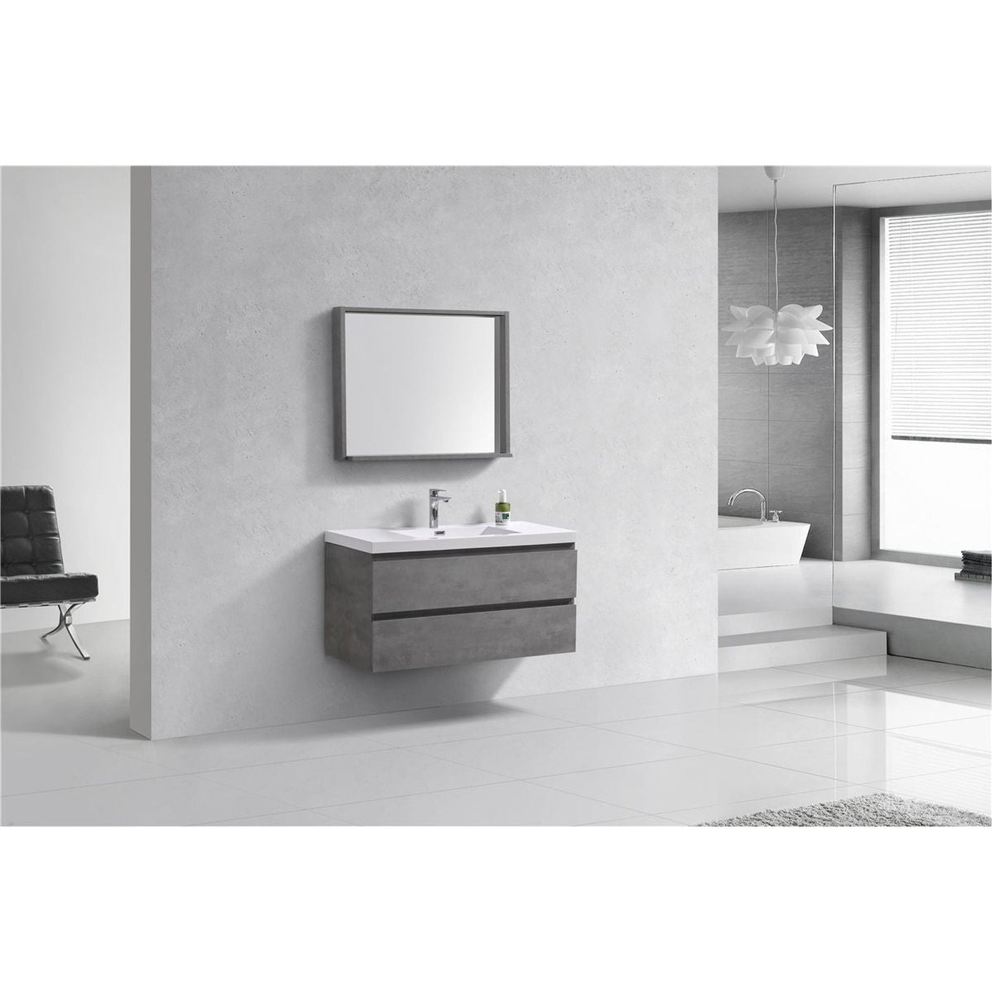 Moreno Bath Bohemia Lina 42" Cement Gray Wall-Mounted Vanity With Single Reinforced White Acrylic Sink