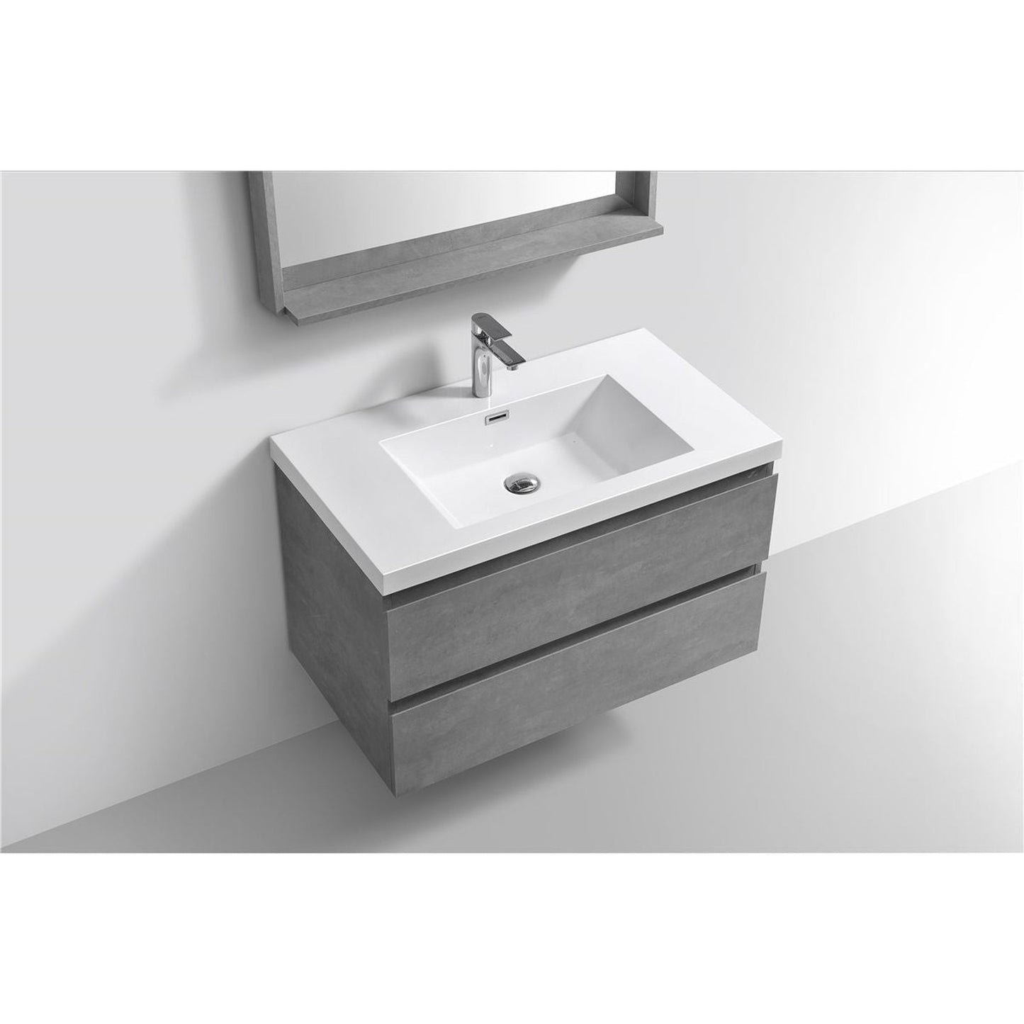 Moreno Bath Bohemia Lina 42" Cement Gray Wall-Mounted Vanity With Single Reinforced White Acrylic Sink