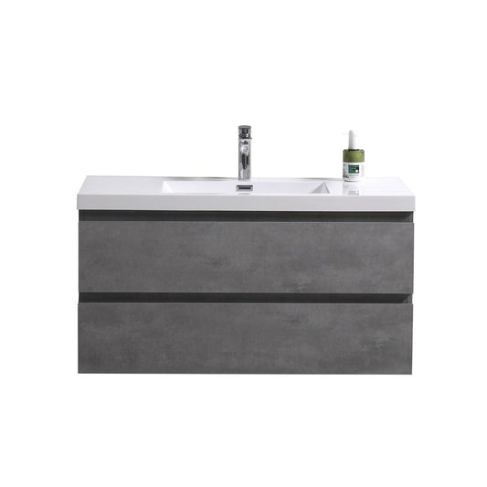Moreno Bath Bohemia Lina 42" Cement Gray Wall-Mounted Vanity With Single Reinforced White Acrylic Sink