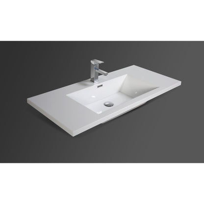 Moreno Bath Bohemia Lina 42" High Gloss Ash Gray Wall-Mounted Vanity With Single Reinforced White Acrylic Sink