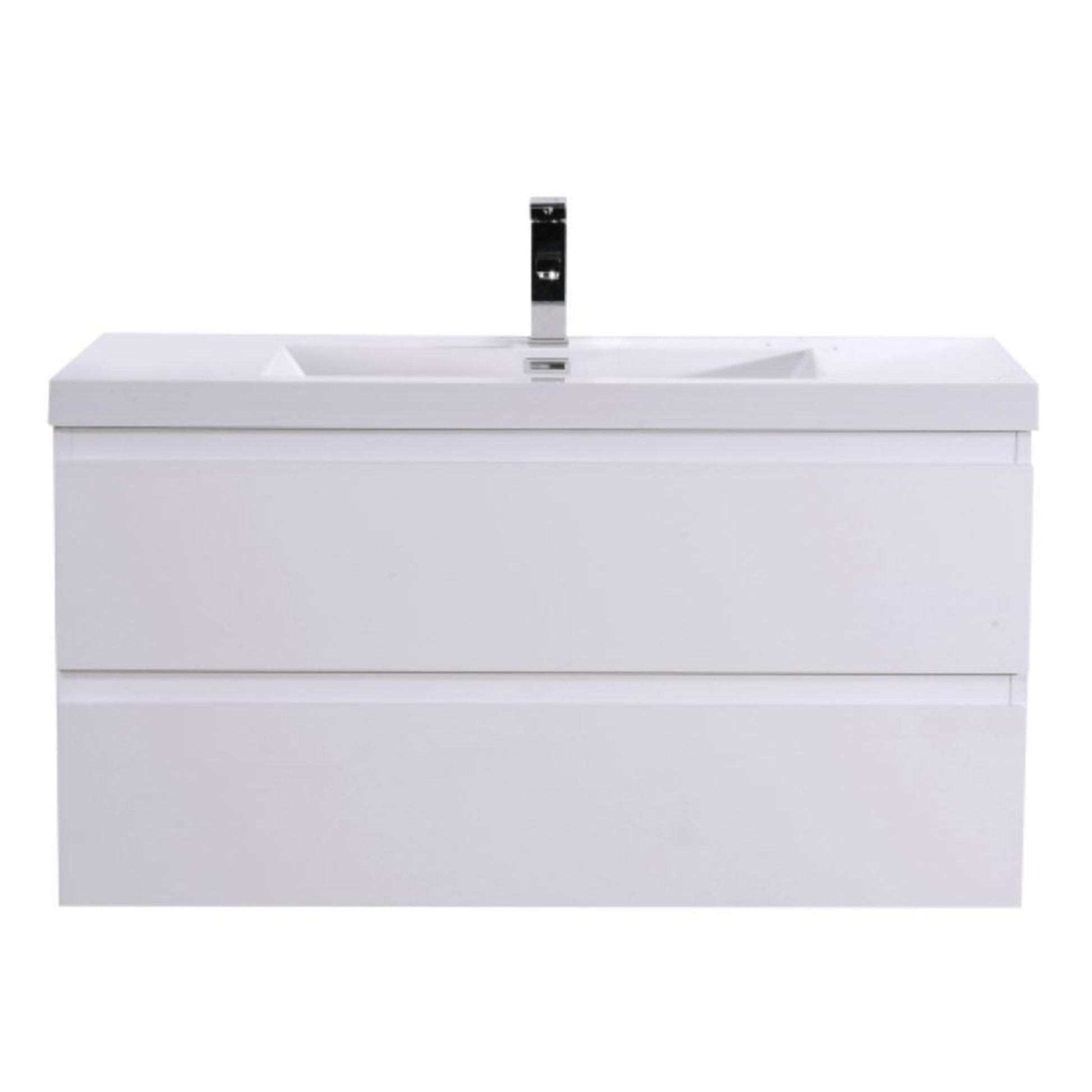 Moreno Bath Bohemia Lina 42" High Gloss White Wall-Mounted Vanity With Single Reinforced White Acrylic Sink