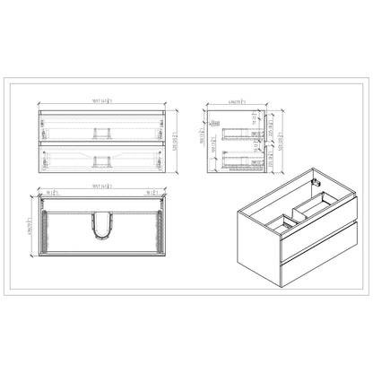 Moreno Bath Bohemia Lina 42" Nature Oak Wall-Mounted Vanity With Single Reinforced White Acrylic Sink