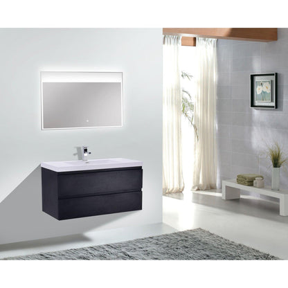 Moreno Bath Bohemia Lina 42" Rich Black Wall-Mounted Vanity With Single Reinforced White Acrylic Sink