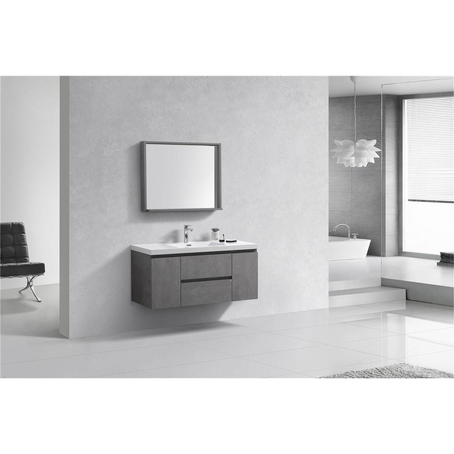 Moreno Bath Bohemia Lina 48" Cement Gray Wall-Mounted Vanity With Single Reinforced White Acrylic Sink