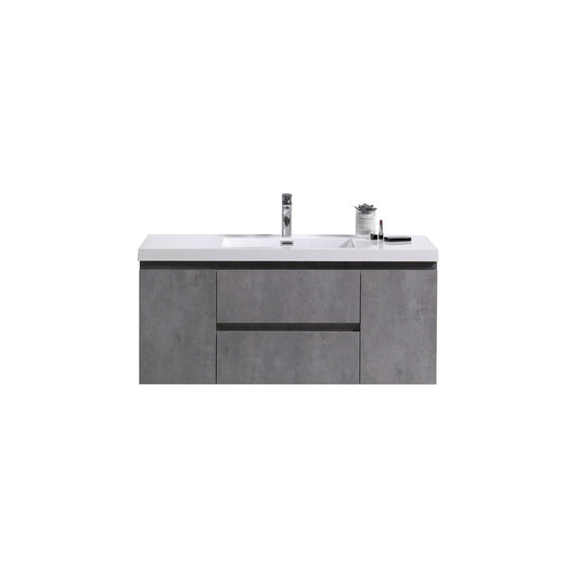 Moreno Bath Bohemia Lina 48" Cement Gray Wall-Mounted Vanity With Single Reinforced White Acrylic Sink