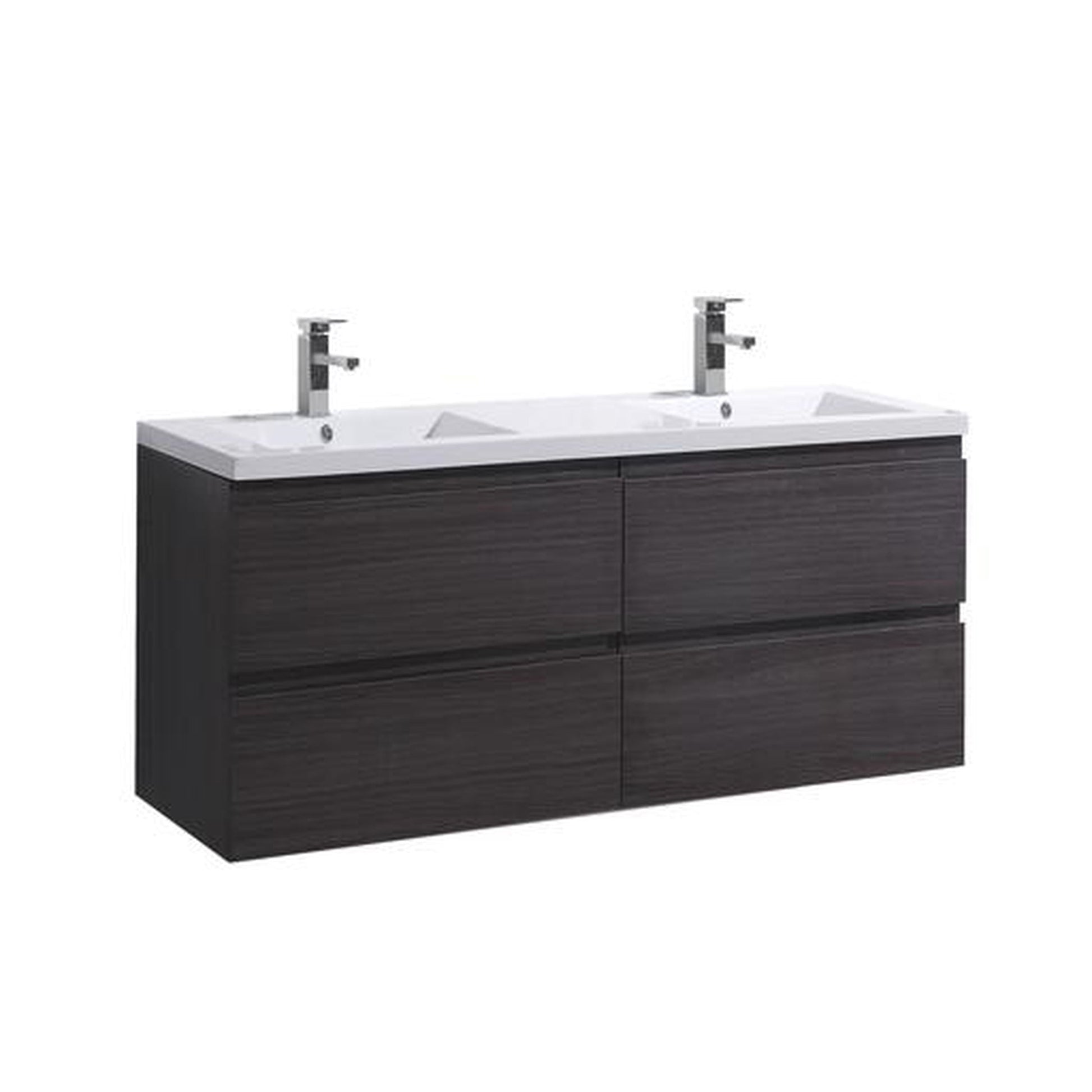 Moreno Bath Bohemia Lina 48" Dark Gray Oak Wall-Mounted Vanity With Double Reinforced White Acrylic Sinks