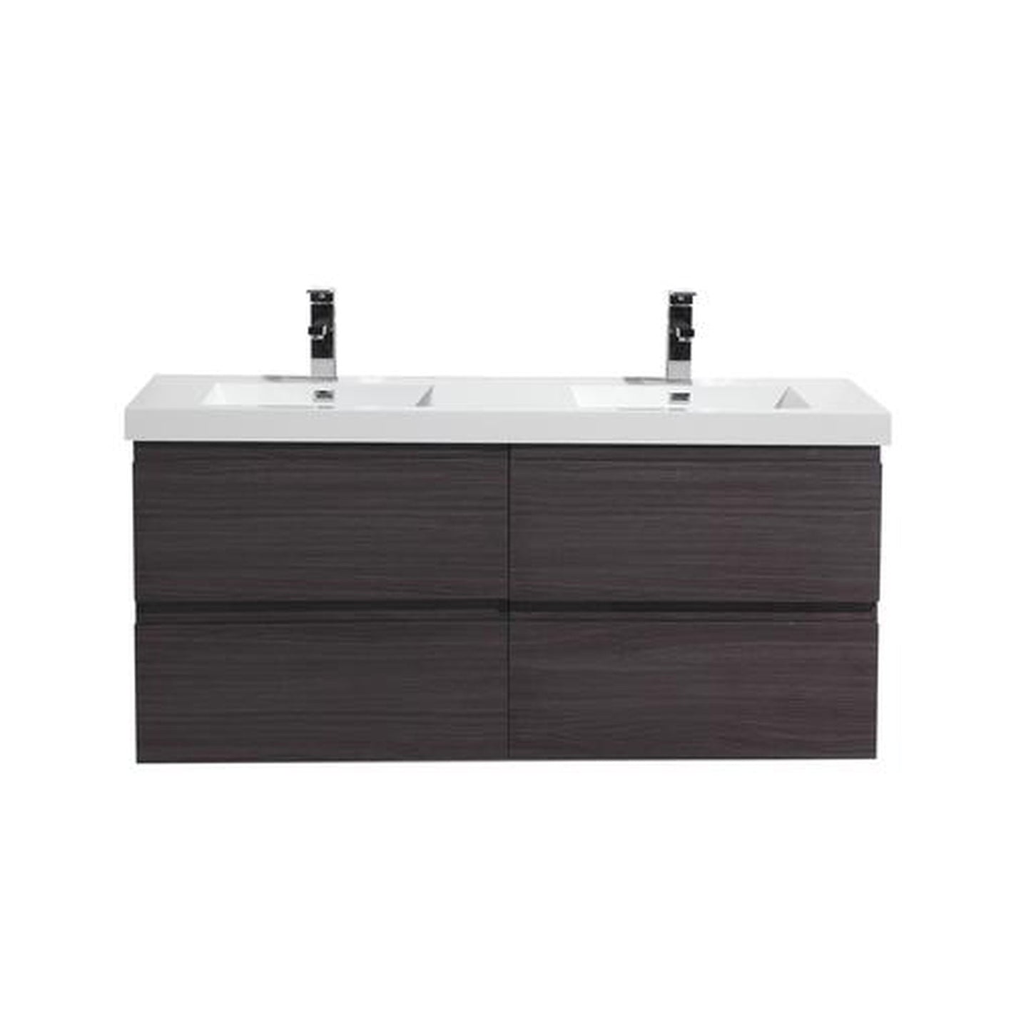 Moreno Bath Bohemia Lina 48" Dark Gray Oak Wall-Mounted Vanity With Double Reinforced White Acrylic Sinks