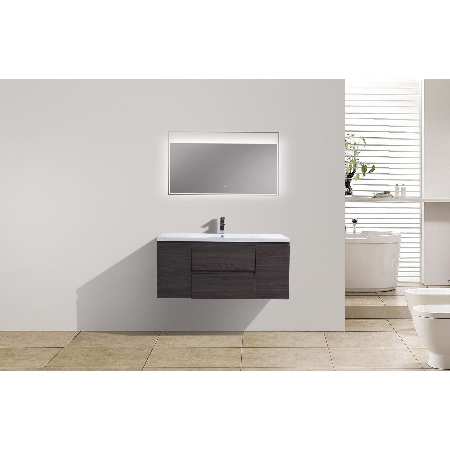 Moreno Bath Bohemia Lina 48" Dark Gray Oak Wall-Mounted Vanity With Single Reinforced White Acrylic Sink