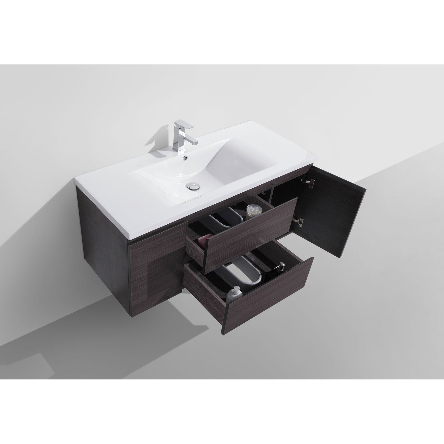 Moreno Bath Bohemia Lina 48" Dark Gray Oak Wall-Mounted Vanity With Single Reinforced White Acrylic Sink