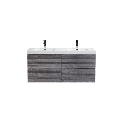 Moreno Bath Bohemia Lina 48" High Gloss Ash Gray Wall-Mounted Vanity With Double Reinforced White Acrylic Sinks