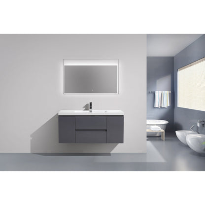 Moreno Bath Bohemia Lina 48" High Gloss Gray Wall-Mounted Vanity With Single Reinforced White Acrylic Sink