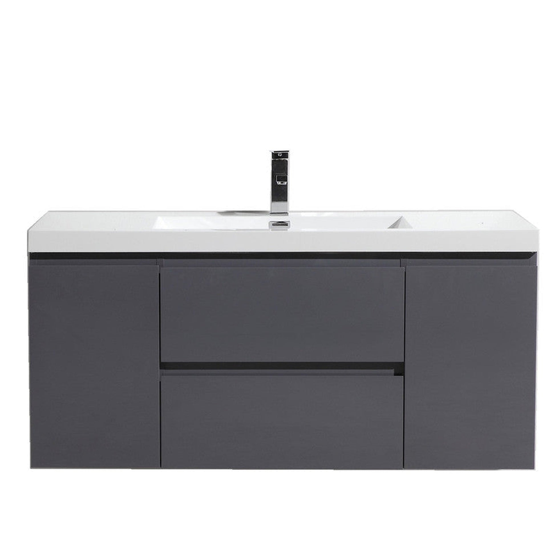 Moreno Bath Bohemia Lina 48" High Gloss Gray Wall-Mounted Vanity With Single Reinforced White Acrylic Sink