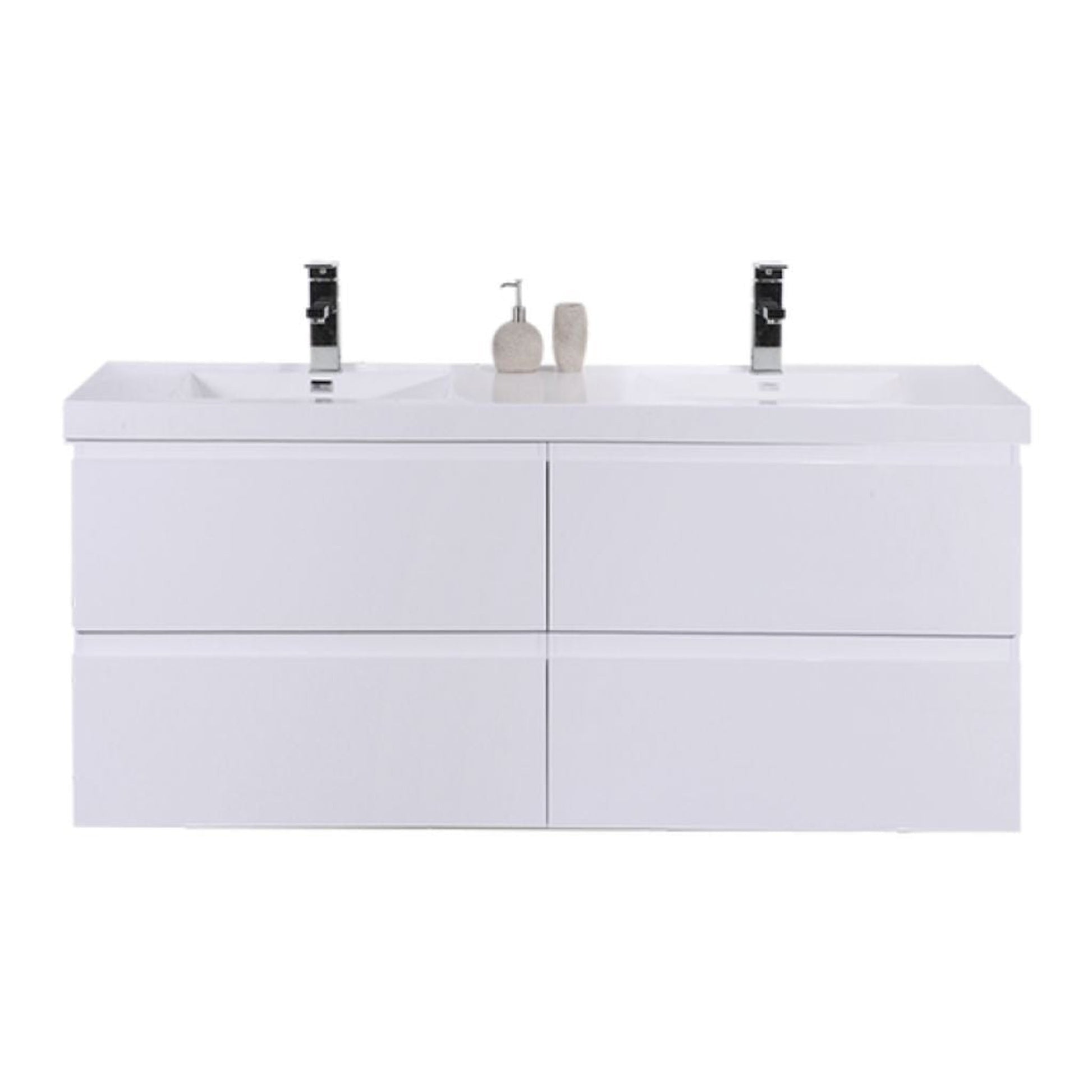 Moreno Bath Bohemia Lina 48" High Gloss White Wall-Mounted Vanity With Double Reinforced White Acrylic Sinks