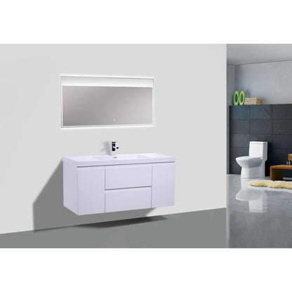 Moreno Bath Bohemia Lina 48" High Gloss White Wall-Mounted Vanity With Single Reinforced White Acrylic Sink