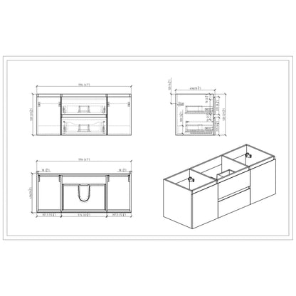 Moreno Bath Bohemia Lina 48" High Gloss White Wall-Mounted Vanity With Single Reinforced White Acrylic Sink