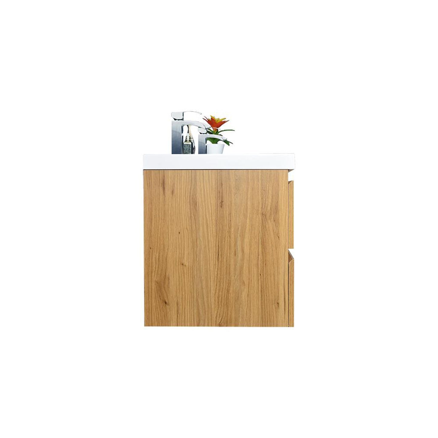 Moreno Bath Bohemia Lina 48" Nature Oak Wall-Mounted Vanity With Double Reinforced White Acrylic Sinks